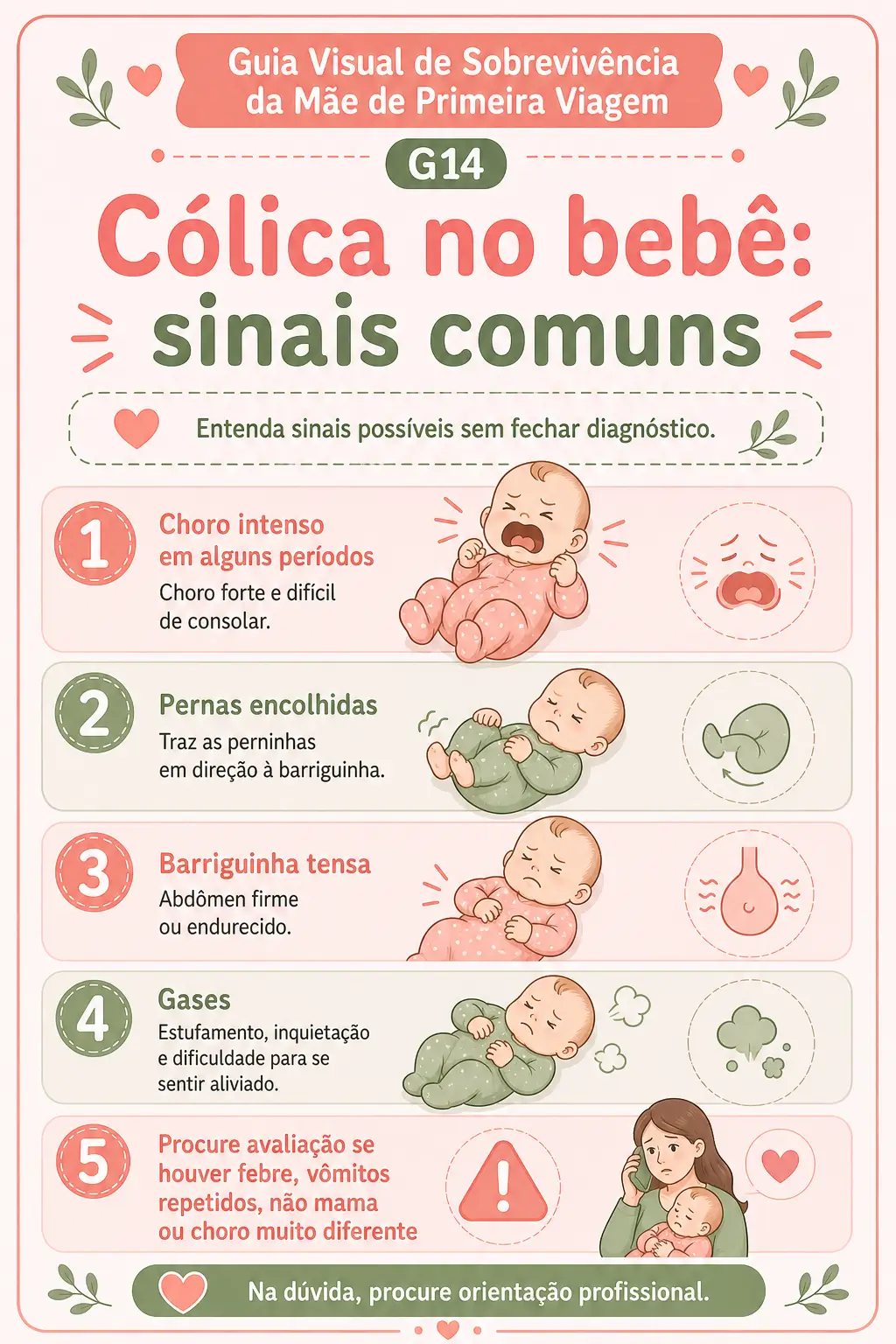 Prévia de cólica no bebê: sinais comuns