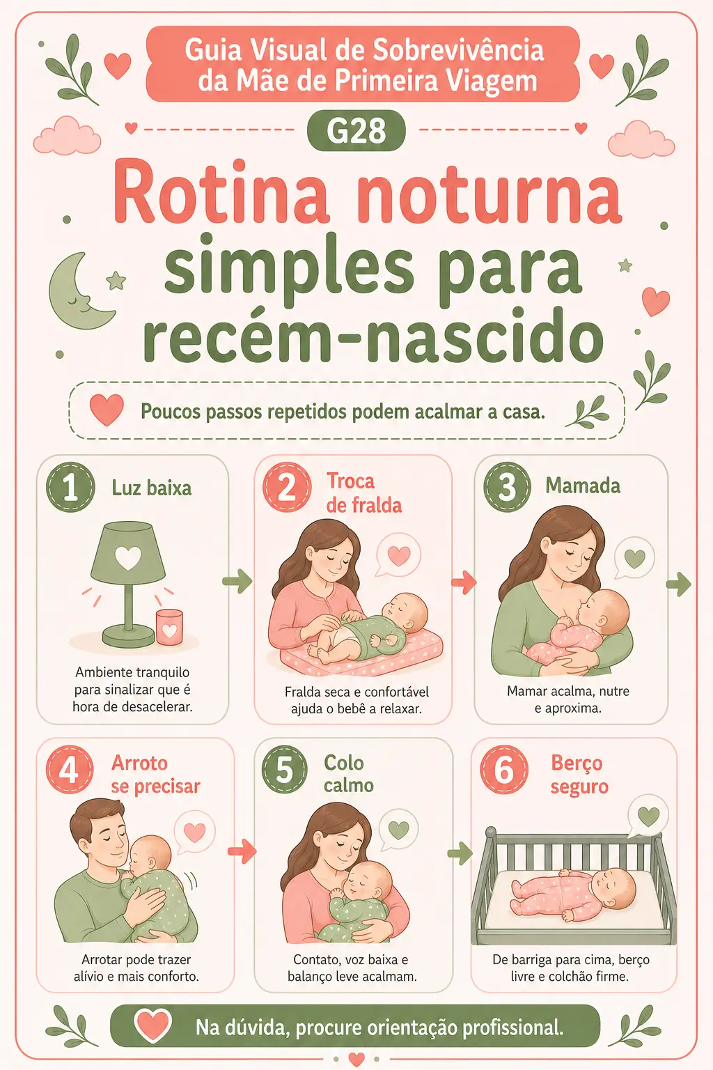 Prévia de rotina noturna para recém-nascido