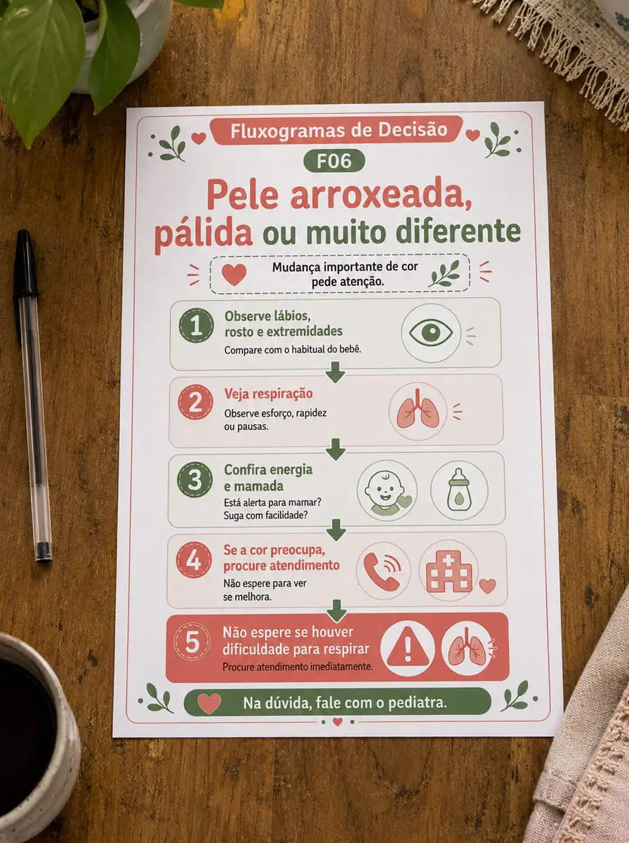 Página de decisão sobre pele arroxeada do bebê